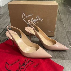 Women’s Christian Louboutin Clare Slingback Red Sole Pumps Size 8.5